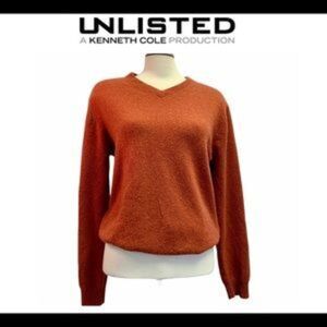 Kenneth Cole 100% cashmere sweater size medium Indian red burnt orange